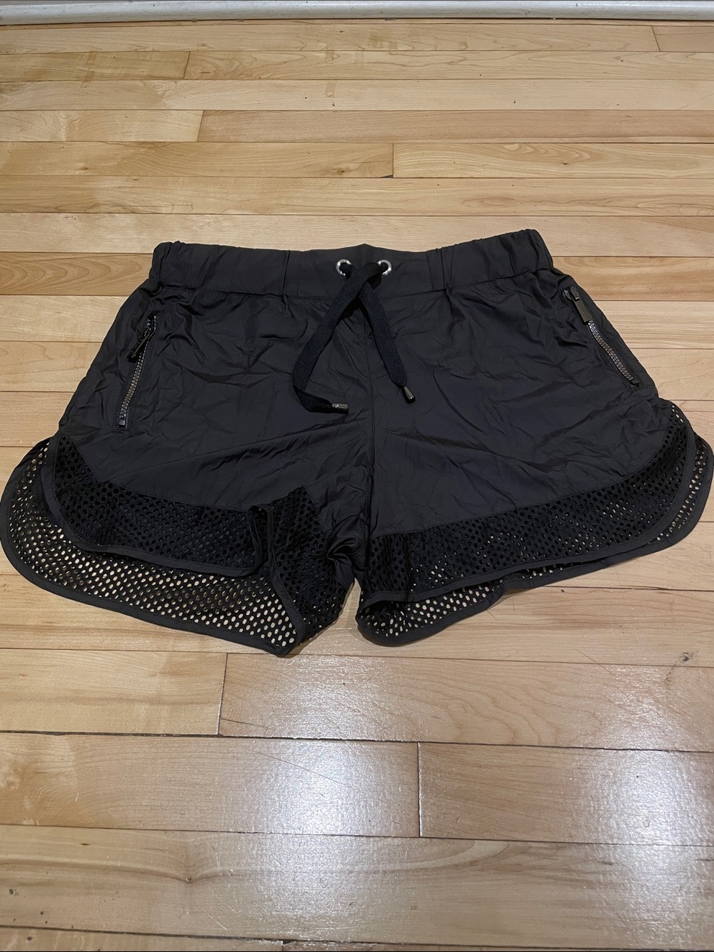 Karma Black Mesh-Trim Shorts Athleisure Tennis Gym Summer Urban
